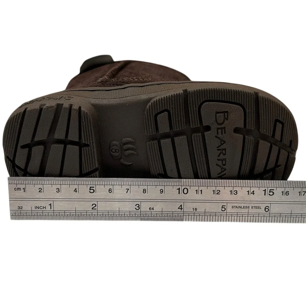 Bearpaw Toddler Boys Girls Winter Boots Size 8 Dark Brown Mid-Calf Pull-on Shoes